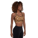 Burnt Umber Daisies Padded Sports Bra, iBuyXi.com