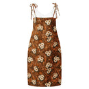 Burnt Umber Daisies Tie-Strap Midi Dress, iBuyXi.com