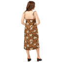Burnt Umber Daisies Tie-Strap Midi Dress, iBuyXi.com