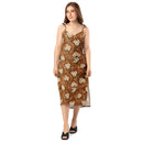 Burnt Umber Daisies Tie-Strap Midi Dress, iBuyXi.com