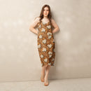 Burnt Umber Daisies Tie-Strap Midi Dress, iBuyXi.com