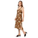 Burnt Umber Daisies Tie-Strap Midi Dress, iBuyXi.com