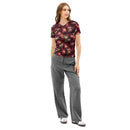 Floral Agate Marble Women’s Cotton Crew Neck T-Shirt, iBuyXi.com