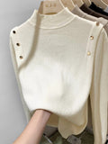 AOSSVIAO 2026 Button Turtleneck Knitted Women Sweater Pullovers Autumn Winter Ba