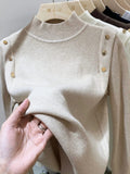 AOSSVIAO 2026 Button Turtleneck Knitted Women Sweater Pullovers Autumn Winter Ba
