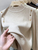 AOSSVIAO 2026 Button Turtleneck Knitted Women Sweater Pullovers Autumn Winter Ba