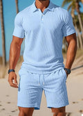 Casual Comfortable Breathable Short Sleeve Shirt Short Set, iBuyXi.com