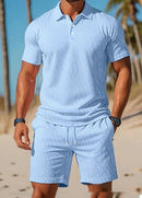 Casual Comfortable Breathable Short Sleeve Shirt Short Set, iBuyXi.com