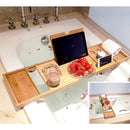 Bamboo Bathtub Caddy Tray Extendable Spa Organizer