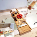 Bamboo Bathtub Caddy Tray Extendable Spa Organizer