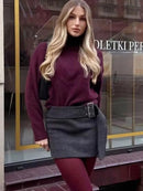 Burgundy Turtleneck Chunky Knit Sweater