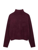 Burgundy Turtleneck Chunky Knit Sweater