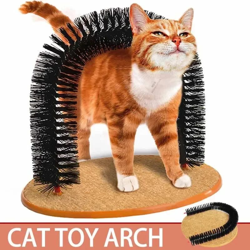Cat Toy Arch Self Groome Pamper Feline with A Massage Grooming Rubbing Brush wit