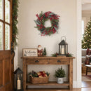 Christmas Wreath with Pine and Red Berries