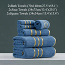 Coral Fleece Towel and Bath Towel Set Gold-Edge Embroidery Striped Texture