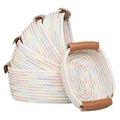 Cotton Rope Storage Baskets with Leather Handles 5-Pack Multi-Size Woven