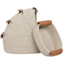 Cotton Rope Storage Baskets with Leather Handles 5-Pack Multi-Size Woven