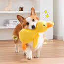 Dog sleeping with a dog hug duck toys to relieve boredom of little yellow duck p