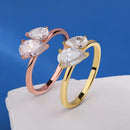 Double Pear Cut Moissanite Ring
