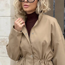 Drawstring Waist Trench Jacket
