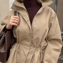 Drawstring Waist Trench Jacket
