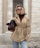 Drawstring Waist Trench Jacket