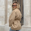 Drawstring Waist Trench Jacket