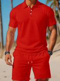 Casual Comfortable Breathable Short Sleeve Shirt Short Set, iBuyXi.com