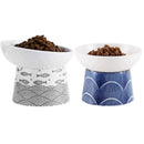 Elevated Tilted Ceramic Cat Bowls Set