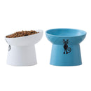 Elevated Tilted Ceramic Cat Bowls Set