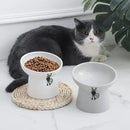 Elevated Tilted Ceramic Cat Bowls Set