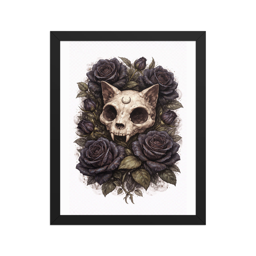 Gothic Cat Skull Framed Poster