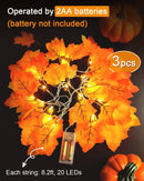 Fall Maple Leaf String Lights 3-Pack 24.6FT