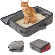 Foldable Travel Cat Litter Box with Lid