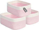 Freestanding Soft Cotton-Rope Woven Storage Baskets Set 3/6-Pack Rectangular