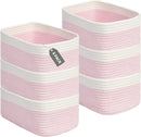 Freestanding Soft Cotton-Rope Woven Storage Baskets Set 3/6-Pack Rectangular
