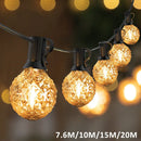 G40 Outdoor String Lights Amber Glass, US Plug