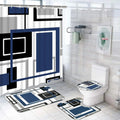 Geometric Blue Shower Curtain Set