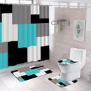 Geometric Blue Shower Curtain Set