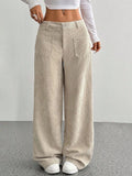 High Waist Striped Wide Leg Corduroy Pants