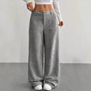 High Waist Striped Wide Leg Corduroy Pants