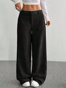 High Waist Striped Wide Leg Corduroy Pants