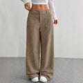 High Waist Striped Wide Leg Corduroy Pants