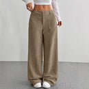 High Waist Striped Wide Leg Corduroy Pants