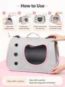 HTMCK Foldable Pet Carrier Bag Breathable Portable Shoulder Travel Bag for Small
