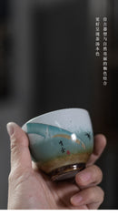 Gift Box Ceramic Master Cup Fulu Shou Tea Cup Kung Fu Cup Fu Shou Wu Fu Stone Master Cup Fulu Shou Tea Set Kitchen bar - ibuyxi.com