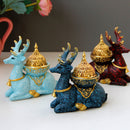 Nordic Resin Reindeer Candle Holder Gold Metal Decor, ibuyxi.com