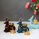 Nordic Resin Reindeer Candle Holder Gold Metal Decor, ibuyxi.com