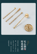 Fragrant seal incense printing pure brass incense tool set sandalwood incense spoon incense sweep incense spoon eight-piece set - ibuyxi.com