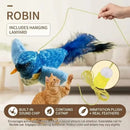 Interactive Cat Teaser Wand with Bird Sound & Retractable Feather Stick, Replace